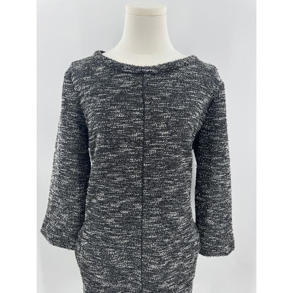 Banana Republic Black White Boucle Dress XL Long Sleeve Stretch Sheath - Picture 1 of 10